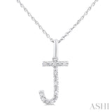 1/20 ctw Initial 'J' Round Cut Diamond Fashion Pendant With Chain in Sterling Silver