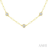 1 1/2 Ctw Bezel Set Round Cut Diamond Paperclip Station Necklace in 14K Yellow Gold