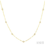 1/4 ctw Bezel Set Round Cut Diamond Paperclip Station Necklace in 14K Yellow Gold