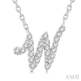 1/10 ctw Initial 'W' Round cut Diamond Pendant With Chain in 14K White Gold