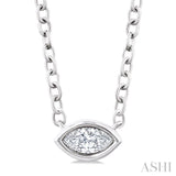 1/6 Ctw Petite East-West Bezel Set Marquise Cut Diamond Fashion Pendant With Chain in 10K White Gold