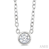 1/6 Ctw Petite Bezel Set Round Cut Diamond Fashion Pendant With Chain in 10K White Gold
