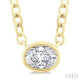 1/6 Ctw Petite East-West Bezel Set Oval Cut Diamond Fashion Pendant With Chain in 10K Yellow Gold