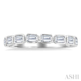 3/4 Ctw East-West Emerald Cut Bezel Diamond Fashion Band in 14K White Gold