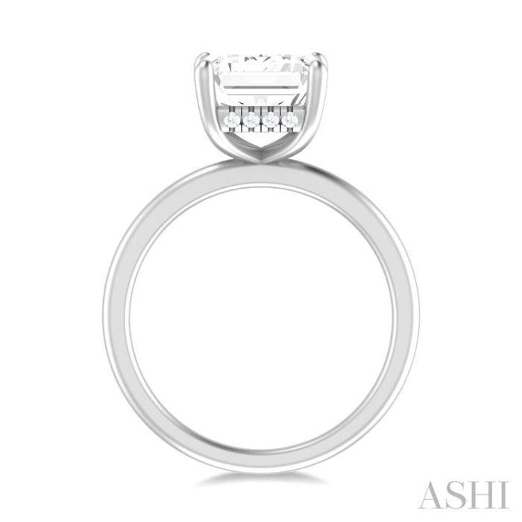 1/10 ctw Emerald Shape Round Cut Diamond Semi Mount Engagement Ring in 14K White Gold