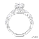 1 ctw Marquise Shape Marquise and Round Cut Diamond Semi Mount Engagement Ring in 14K White Gold