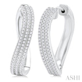 1/2 ctw Curvy Triple Row Round Cut Diamond Fashion Earring in 14K White Gold