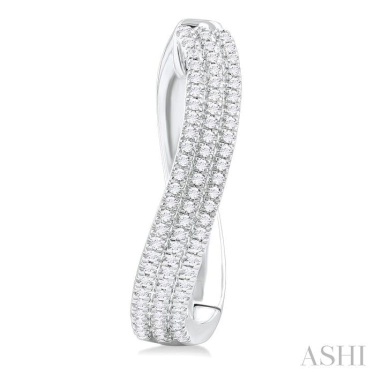 1/2 ctw Curvy Triple Row Round Cut Diamond Fashion Earring in 14K White Gold