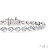 3 1/3 Ctw East-West Bezel Set Pear Cut Diamond Tennis Bracelet in 14K White Gold