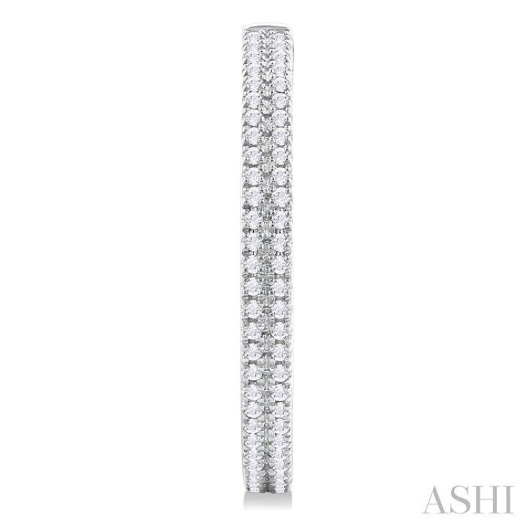 1/3 ctw Double Row Round Cut Diamond Fashion Half Hoop Earring in 14K White Gold