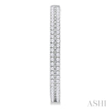 1/3 ctw Double Row Round Cut Diamond Fashion Half Hoop Earring in 14K White Gold