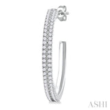 1/3 ctw Double Row Round Cut Diamond Fashion Half Hoop Earring in 14K White Gold