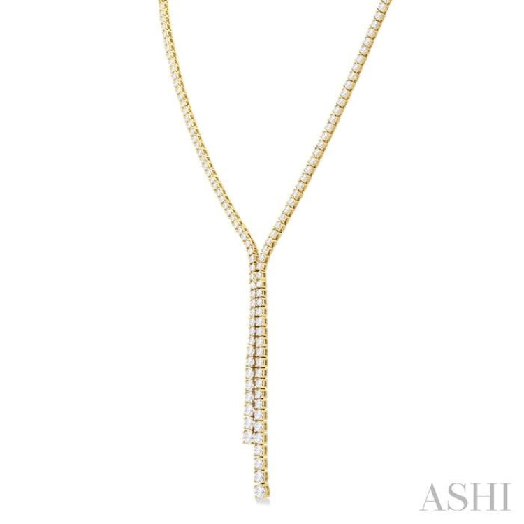 5 ctw Open End Y-Shape Round Cut Diamond Lariat Necklace in 14K Yellow Gold