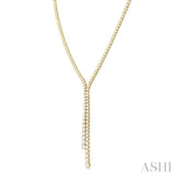 5 ctw Open End Y-Shape Round Cut Diamond Lariat Necklace in 14K Yellow Gold