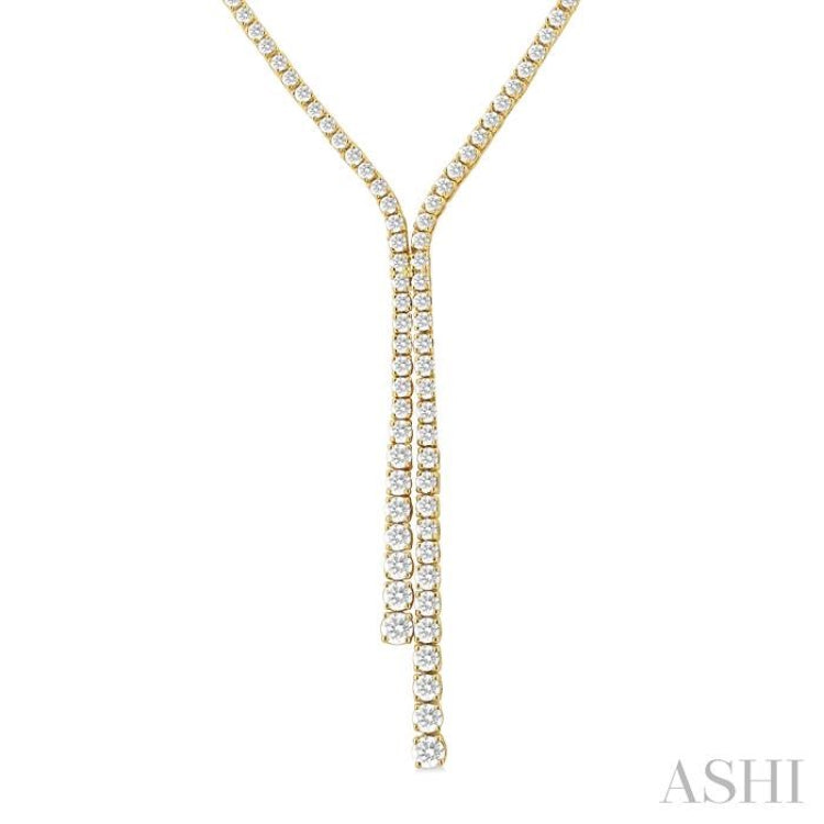 5 ctw Open End Y-Shape Round Cut Diamond Lariat Necklace in 14K Yellow Gold
