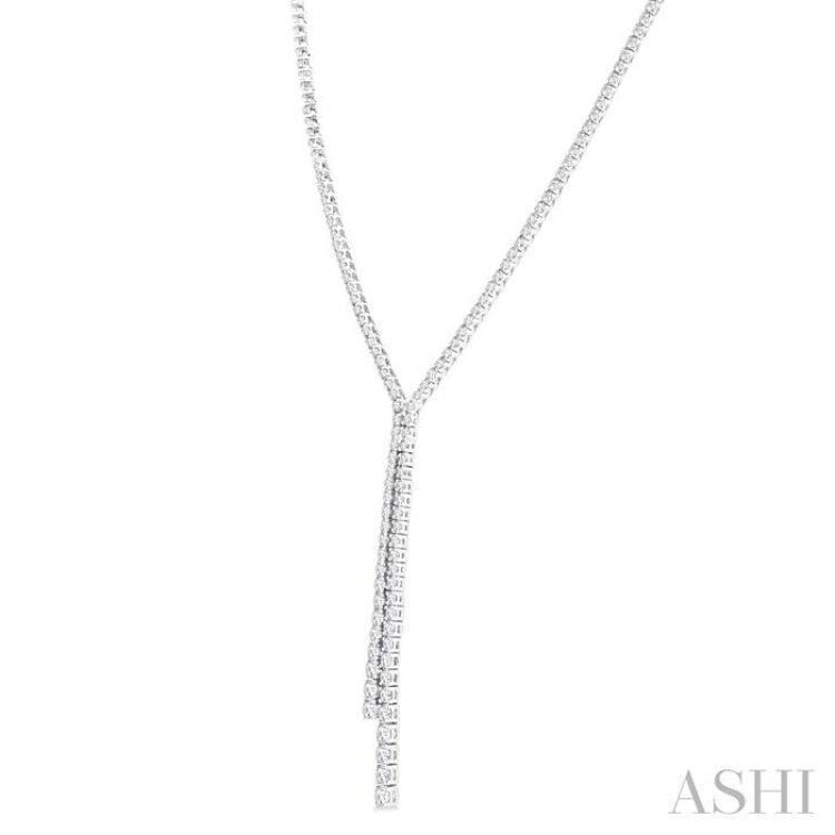 3 ctw Open End Y-Shape Round Cut Diamond Lariat Necklace in 14K White Gold