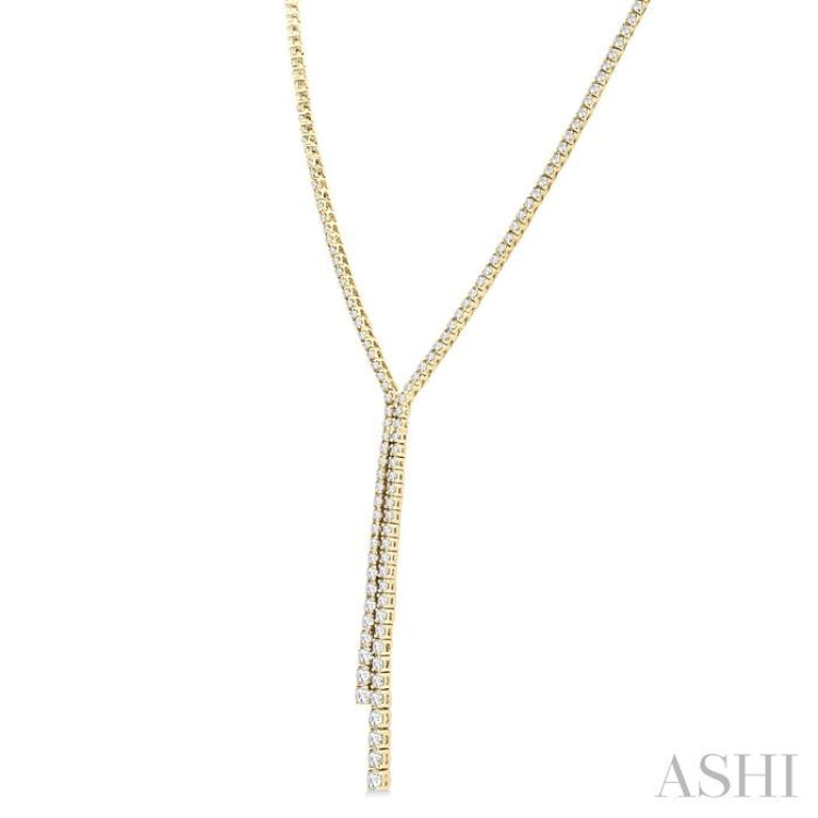 3 ctw Open End Y-Shape Round Cut Diamond Lariat Necklace in 14K Yellow Gold