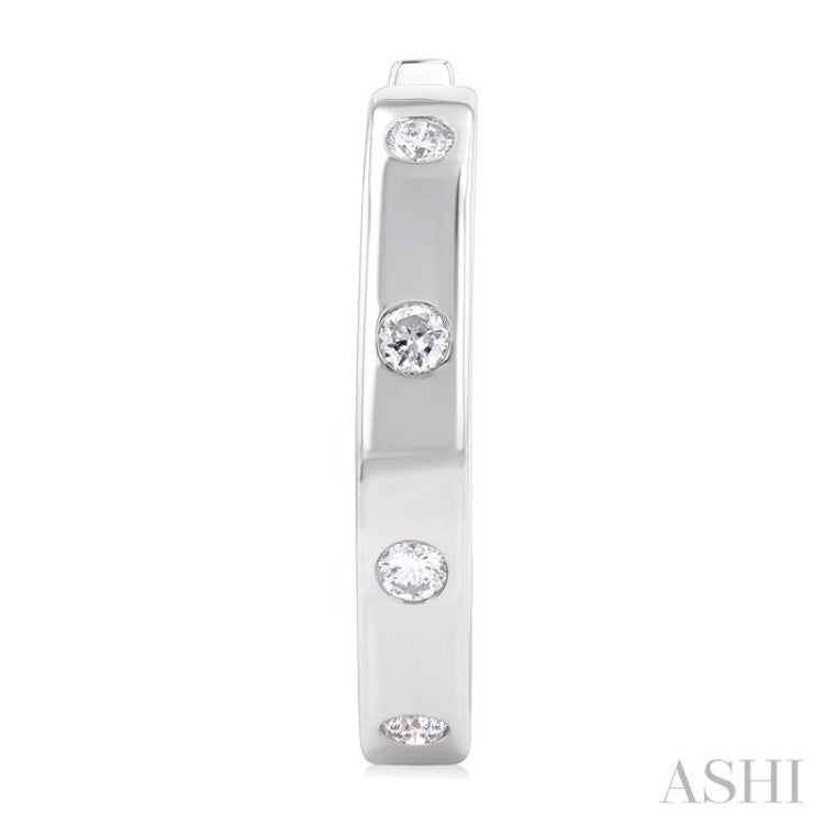 1/3 ctw Flush Bezel Set Diamond Fashion Hoop Earring in 14K White Gold