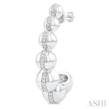 1/10 ctw Bold Hemisphere Shape Link Round Cut Diamond Fashion Half Hoop Earring in Sterling Silver