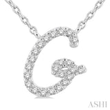 1/10 ctw Initial 'G' Round cut Diamond Pendant With Chain in 14K White Gold