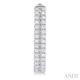 1/5 ctw Twin Row Round Cut Diamond Fashion Hoop Earring in 10K White Gold
