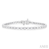 4 3/4 ctw East-West Bezel Set Emerald Cut Diamond Tennis Bracelet in 14K White Gold