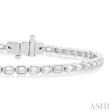4 3/4 ctw East-West Bezel Set Emerald Cut Diamond Tennis Bracelet in 14K White Gold