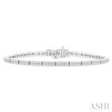1 ctw Double Row Round Cut Diamond Bar Link Tennis Bracelet in 14K White Gold