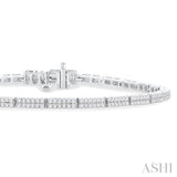 1 ctw Double Row Round Cut Diamond Bar Link Tennis Bracelet in 14K White Gold