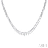 5 ctw Graduated Round Cut Waterfall Diamond Necklace in 14K White Gold