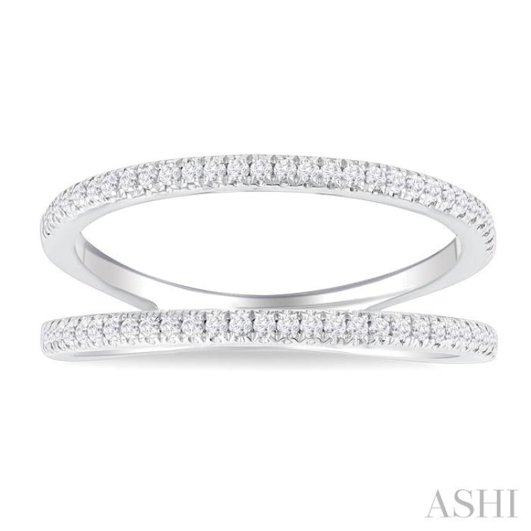 1/3 ctw Split Twin Ring Illusion Round Cut Diamond Lightweight Fashion Ring in 10K White Gold