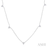 1/2 ctw Trio Round Cut Diamond Station Necklace in 14K White Gold