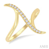 1/10 ctw Wave Connected Bypass Center Round Cut Diamond Fashion Ring in 10K Yellow Gold