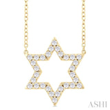 1/4 Ctw Star of David Round Cut Diamond Fashion Pendant With Chain in 14K Yellow Gold