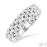 1/4 ctw Bold Cable Chain Inspired Round Cut Diamond Fashion Ring in 14K White Gold