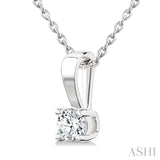 1/6 Ctw Prong Set Round Cut Diamond Solitaire Pendant With Chain in 14K White Gold