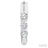 1/3 Ctw 3-Stone Round Cut Diamond Fashion Hoop Earring in 14K White Gold