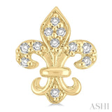 1/20 ctw Fleur De Lis Round Cut Diamond Petite Earring in 10K Yellow Gold