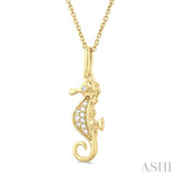 1/20 Ctw Petite Seahorse Round Cut Diamond Fashion Pendant With Chain in 10K Yellow Gold