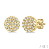 1/8 ctw Disc Shape Round Cut Diamond Petite Fashion Earring in 10K Yellow Gold