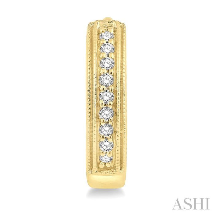 1/10 ctw Scooped Center Round Cut Diamond Huggie Petite Earrings in 10K Yellow Gold