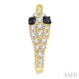 1/4 ctw Serpent Head With Black Diamond Eyes Round Cut Diamond Huggie Petite Earrings in 10K Yellow Gold