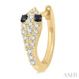 1/4 ctw Serpent Head With Black Diamond Eyes Round Cut Diamond Huggie Petite Earrings in 10K Yellow Gold