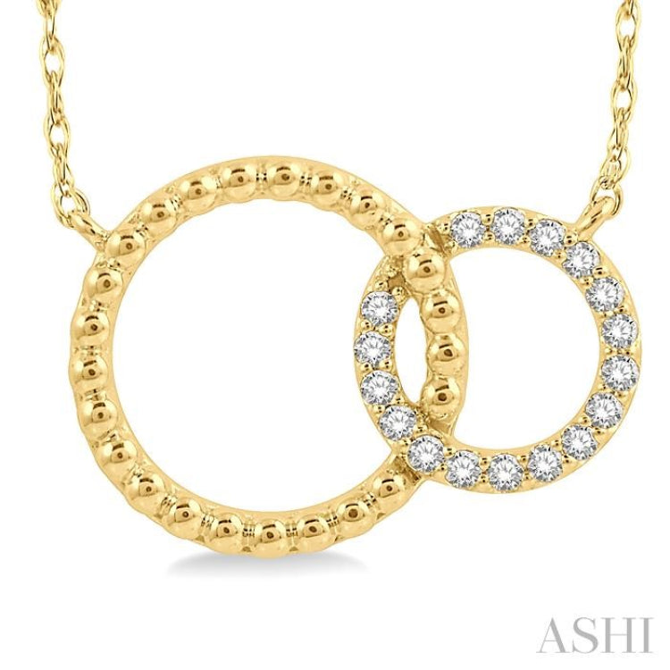 1/10 ctw Interlocking Twin Circles Round Cut Diamond Necklace in 10K Yellow Gold