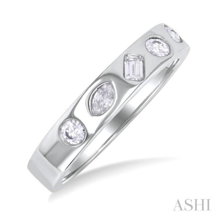 3/8 ctw Mixed Shape Diamond Cut Fashion Band in 14K White Gold