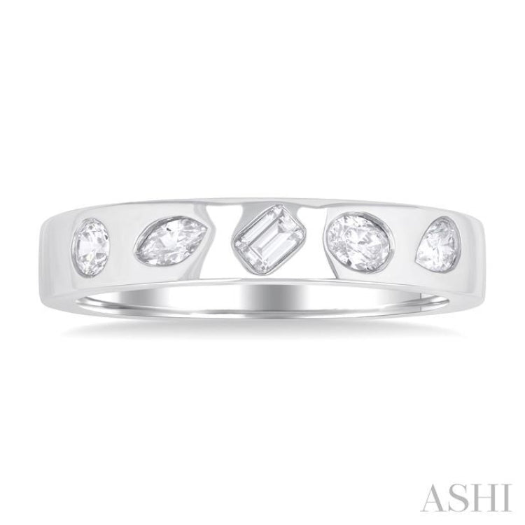 3/8 ctw Mixed Shape Diamond Cut Fashion Band in 14K White Gold