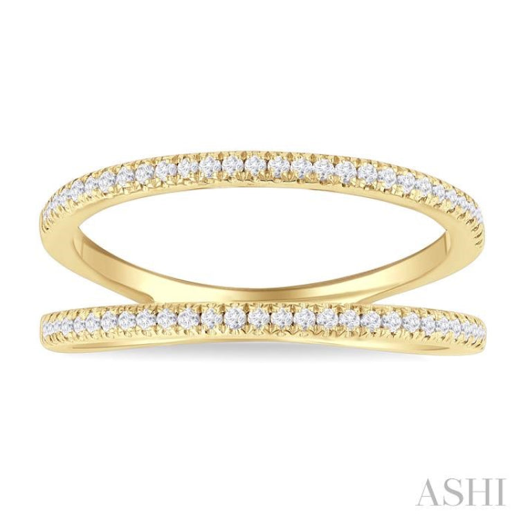 1/3 ctw Split Twin Ring Illusion Round Cut Diamond Lightweight Fashion Ring in 10K Yellow Gold