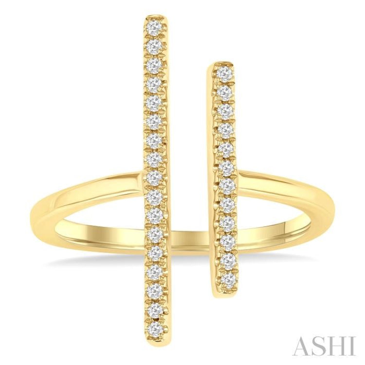 1/6 ctw Open Double Bar Round Cut Diamond Fashion Ring in 10K Yellow Gold