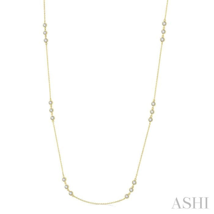 1 ctw Round Cut Diamond Station Necklace in 14K Yellow Gold