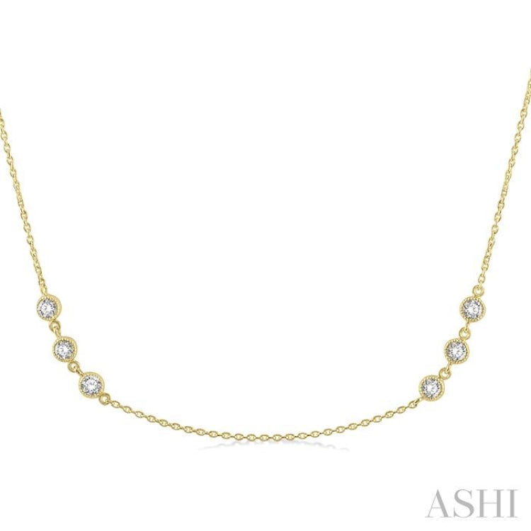 1 ctw Round Cut Diamond Station Necklace in 14K Yellow Gold